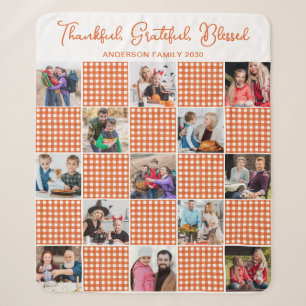 Orange Plaid Famille personnalisée 13 Photo Collag