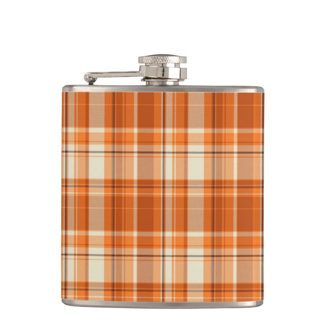 Orange plaid hip flask (Front)