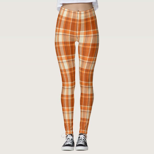 Orange plaid leggings (Front)