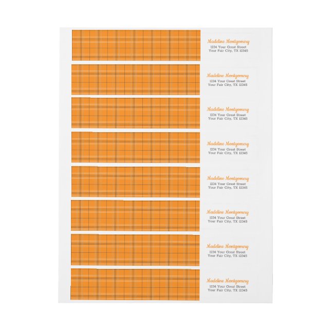 Orange Plaid Miners Wrap Around Label (Sheet)