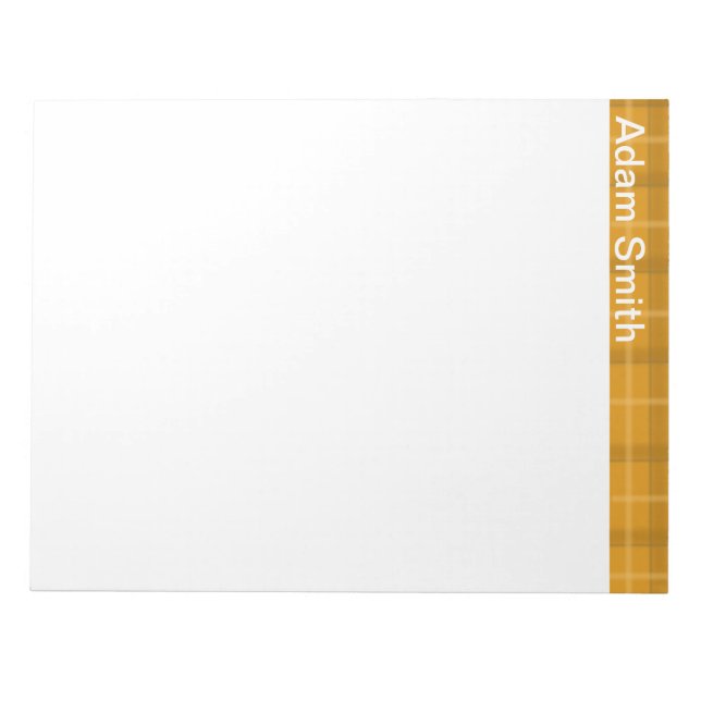 Orange Plaid Personalized Notepad (Front)