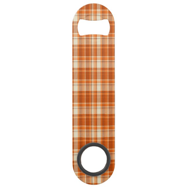 Orange plaid speed bottle opener (Front)