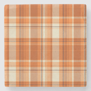 Orange plaid stone coaster