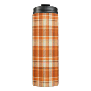 Orange plaid thermal tumbler