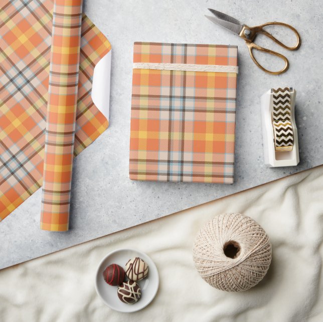 Orange Plaid Wrapping Paper (Crafts)