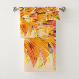 ORANGE PLANT - Digital Fractal Art - Bath Towel Set