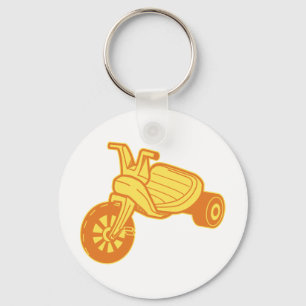 Orange Plastic Tricycle Graphic Keychain