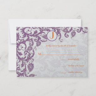 Orange Plum Damask Faire-part de mariage