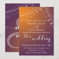 Orange Plum Ombre & Light Strings Wedding