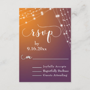 Orange Plum Ombre & Light Strings Wedding RSVP 2
