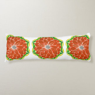 ORANGE POINSETTIA Design Body Pillow