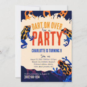 Orange Poison Dart Frog Invitation d'anniversaire