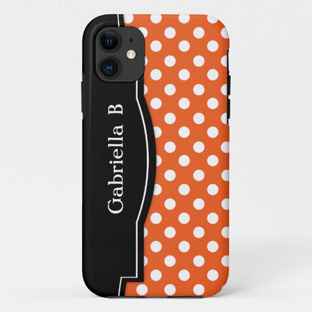 Orange Polka Dot Black Frame iPhone 5 case (Back)