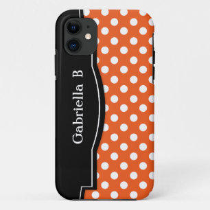 Orange Polka Dot Black Frame iPhone 5 coque