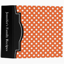 Orange Polka Dot personalized 2" Recipe Binder