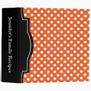 Orange Polka Dot personalized 2" Recipe Binder