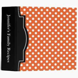 Orange Polka Dot personalized 2" Recipe Binder