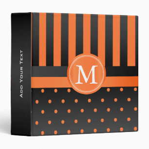 Orange Polka Dots and Black Stripes Binder