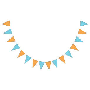 Orange Polka Dots and Blue Stripes Bunting Flags
