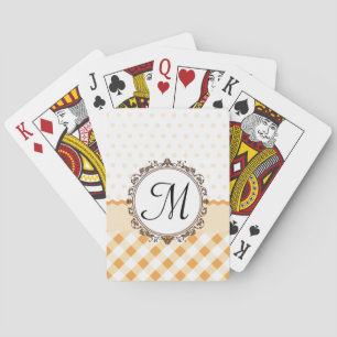 Orange Polkadots, Checks and Stripes with Monogram Playing Cards