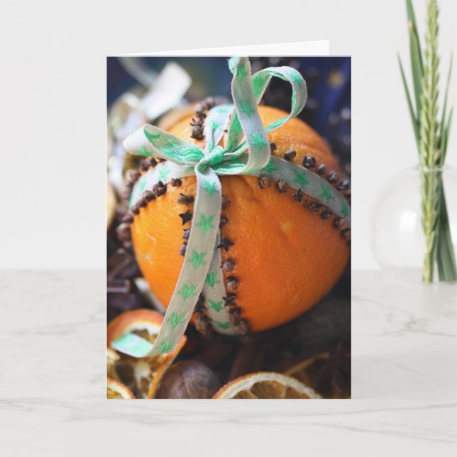 Orange Pomander Greeting Card (Front)