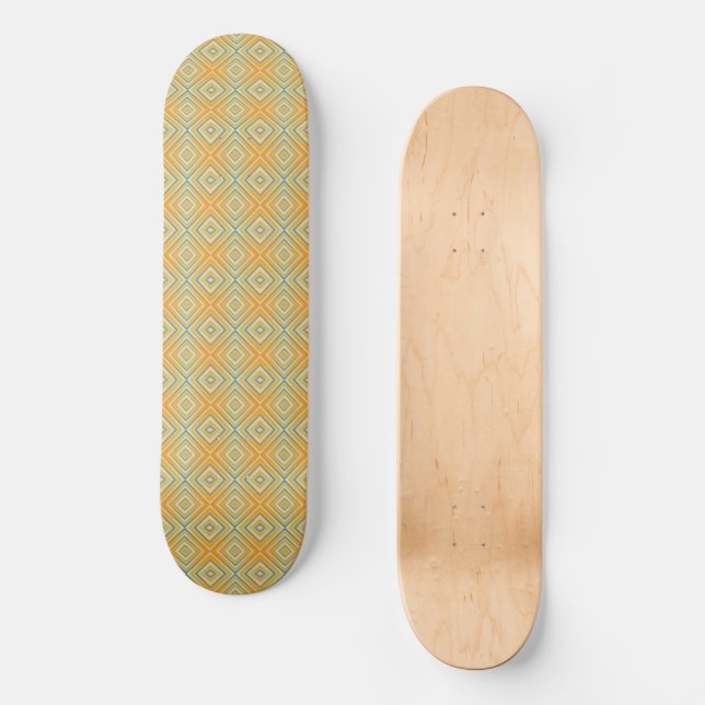 Orange Pop Alternative Diamond Pattern Skateboard (Front)