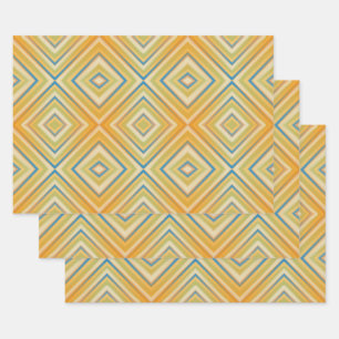 Orange Pop Alternative Diamond Pattern Wrapping Paper Sheet