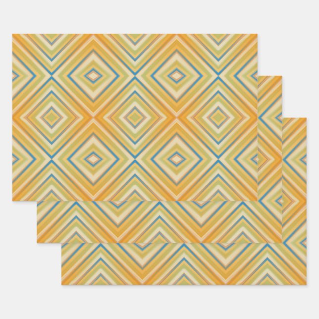 Orange Pop Alternative Diamond Pattern Wrapping Paper Sheet (Set)