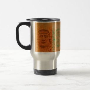 Orange Pop Art Deco Stone Head Aluminum Travel Mug