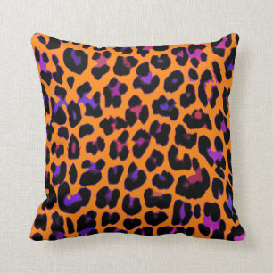 Orange Pop Leopard Print Pillows