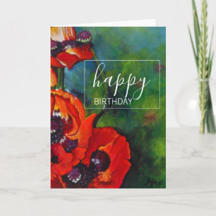 Orange Poppies Art Bonne Carte Anniversaire