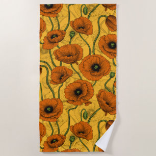 Orange Poppies Beach Towel