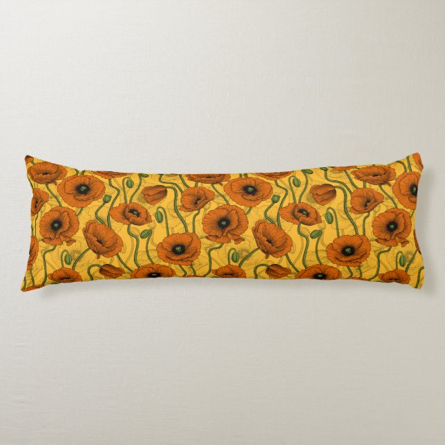 Orange Poppies Body Pillow (Front)