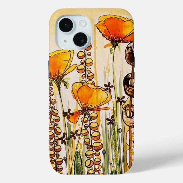Orange Poppies Brown Stalks Case-Mate iPhone Case (Back)