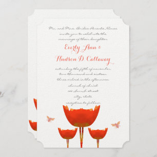 Orange Poppies & Bumble Bees Faire-part de mariage