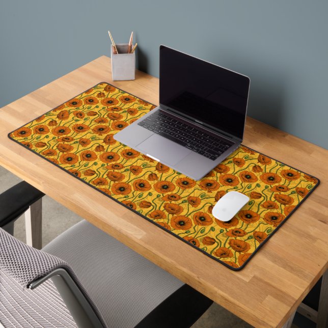 Orange Poppies Desk Mat (Office 2)