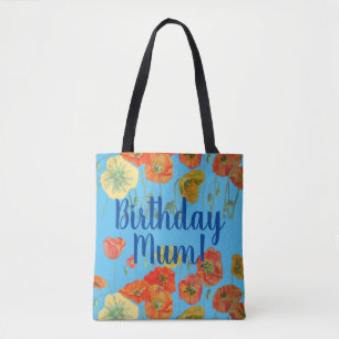 Orange Poppies Floral flowers Birthday Mum Bag