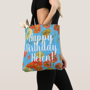 Orange Poppies Floral flowers Birthday Womans Bag