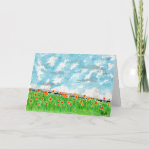 Orange Poppies in a Field card