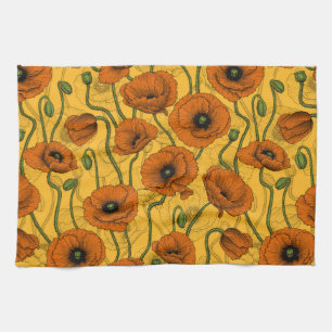 Orange Poppies Kitchen Towel