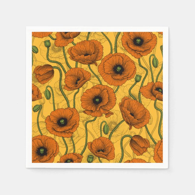 Orange Poppies Napkin (Front)