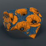 Orange poppies on dark blue tie<br><div class="desc">Vector pattern made of hand-drawn poppies.</div>