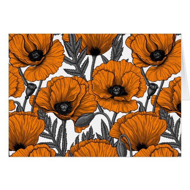 Orange poppies on white (Front Horizontal)