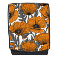 Orange poppies on white