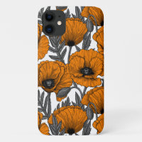Orange poppies on white