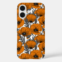 Orange poppies on white