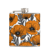 Orange poppies on white