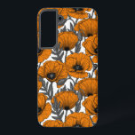 Orange poppies on white samsung galaxy case<br><div class="desc">Vector pattern made of hand-drawn poppies.</div>