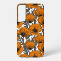 Orange poppies on white