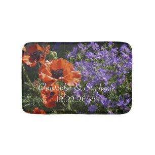 Orange Poppies Personalized Plush Bath Mat